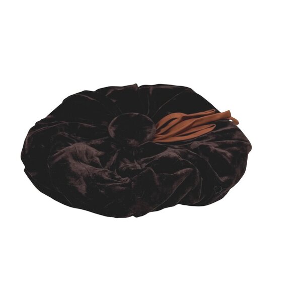 Vintage 1950\'s Women\'s Brown Velvet Hat Beret with Ribbon Tassel